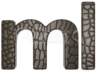 Alligator skin font m and l lowercase letters