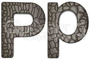 Alligator skin font P lowercase and capital letters