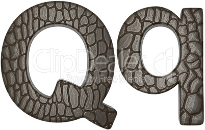 Alligator skin font Q lowercase and capital letters
