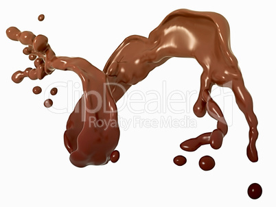 Liquid chocolate splash isolated over white