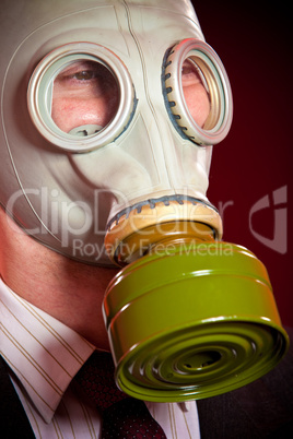 person in a gas mask