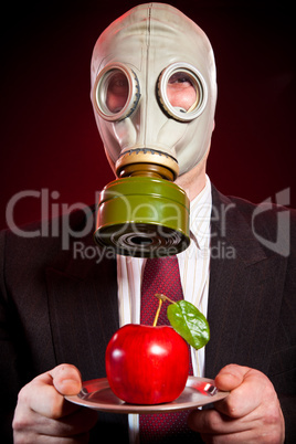 person in a gas mask