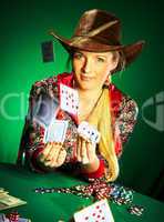 girl with a beard plays poker