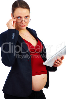Pregnant businesswoman at work