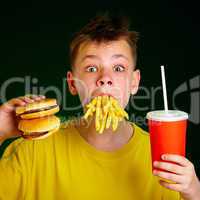 child and fast food.