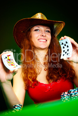 girl and playing cards