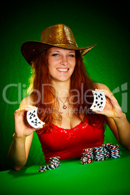 girl and playing cards