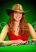 girl and playing chips