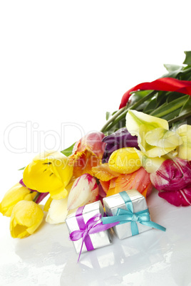 Tulips and two gift box