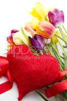 Tulips and red heart