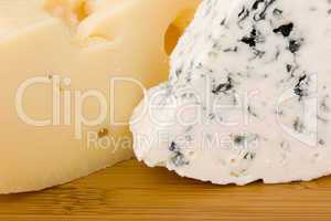 Danish blue cheese with Swiss cheese slice