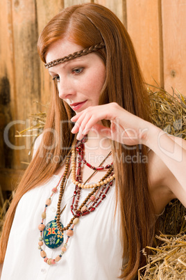 Fashion model - Hippie red-hair young woman