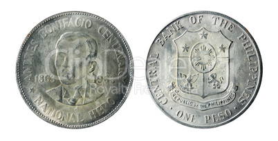 Philippine old coins on the white