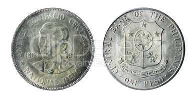 Philippine old coins on the white