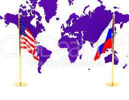 American and Russian flag