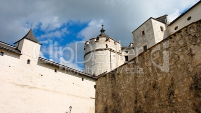 Towers, and walls of Renaissance Hohensalzburg castle in Salzburg, Austria