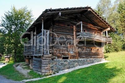 Old farmer's wooden house in open air museum, Salzburg, Austria