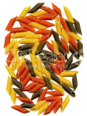 three colour penne italian pasta