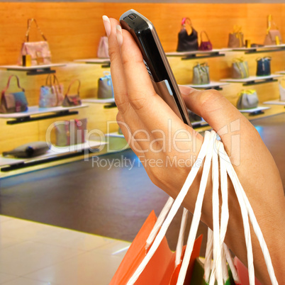 Making A Phone Call In A Shopping Center