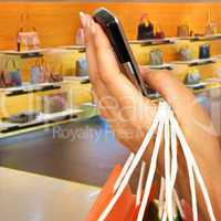 Making A Phone Call In A Shopping Center