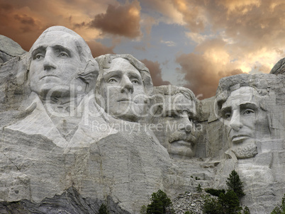 Sunset over Mount Rushmore, U.S.A.