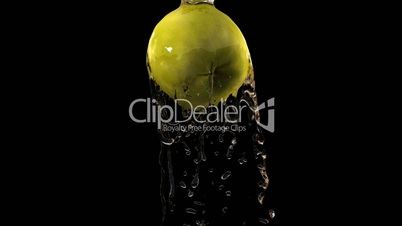 Apple and flowing water. HD 1080. Alpha.