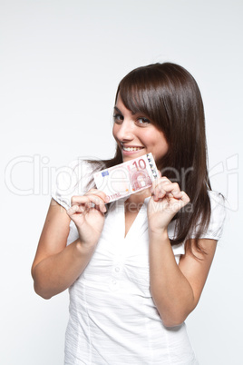Frau mit Geldschein
