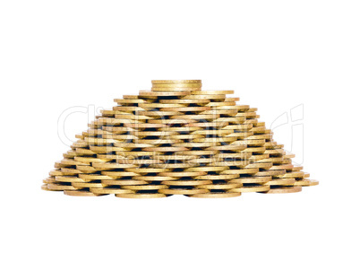 a pyramid of coins