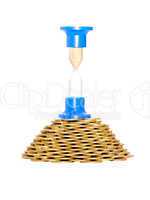 hourglass on a pyramid of coins