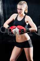 Sexy boxing training woman with gloves gym