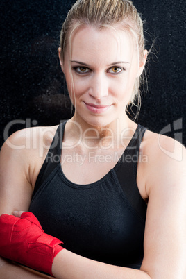 Fashion model - Boxing training blond woman