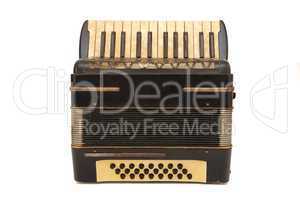 Vintage brown 1930s accordion isolated on white background