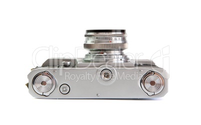 Vintage 35mm film rangefinder camera  underside view isolated