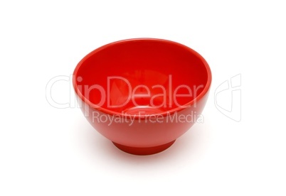 Red porcelain bowl isolated on white background