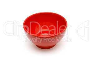 Red porcelain bowl isolated on white background