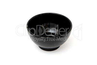 Black porcelain bowl isolated on white background