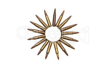 Many-pointed star of M16 cartridges isolated
