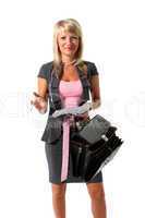 girl, a businesswoman with documents and briefcase