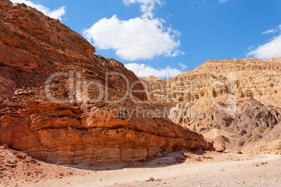 Scenic red rocks in stone desert