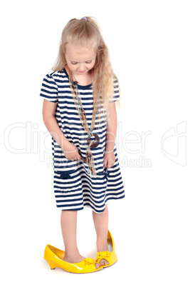 Little cute girl in studio