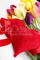 Tulips and red heart