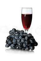Glass of red wine and bunch