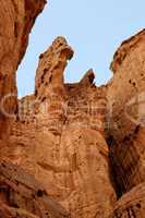 Picturesque orange weathered rocks of Solomon pillars in Timna national desert park in Israel
