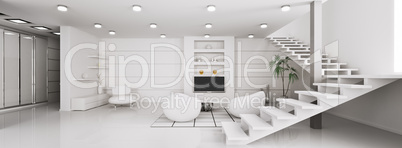 Modern interior of apartment panorama 3d render