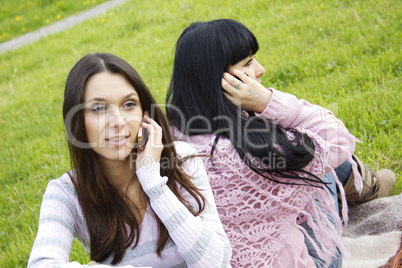 Mother and daughter on the phone