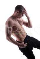 athletic strong man posing nude