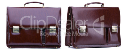 dark brown business case from leather isolated