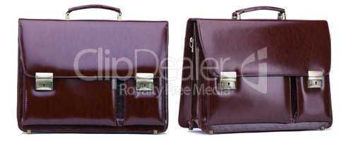 dark brown business case from leather isolated