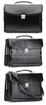 Black leather case isolated