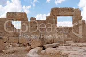 Double stone entrance to ruined ancient temple